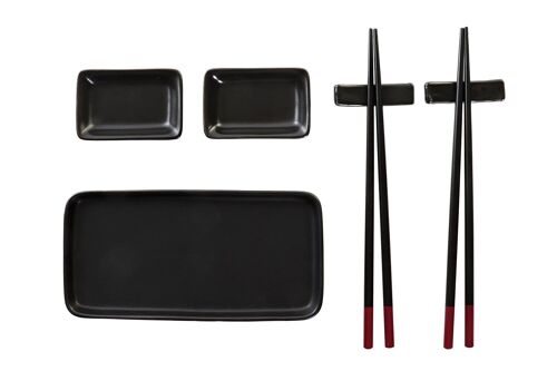 SUSHI SET 7 GRES BAMBU 31,3X19,3X2,7 NEGRO PC194694