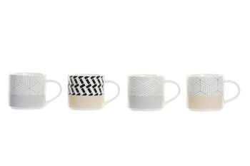 MUG GRÈS 14X9,5X8,7 420ML GÉOMÉTRIQUE 4 ASSORTIMENTS. PC194969 1