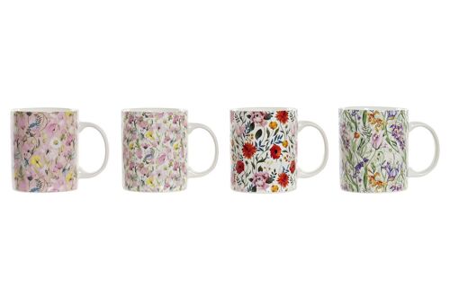 MUG PORCELANA NEW BONE 12X8X9 320ML FLORES 4 SURT. PC194978