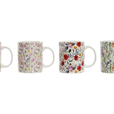 MUG PORCELAINE NEW BONE 12X8X9 320ML FLEURS 4 ASSORTIMENTS. PC194978