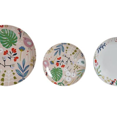 VAISSELLE 18 PORCELAINE 27X27X3 FLEURS MULTICOLORE PC194987