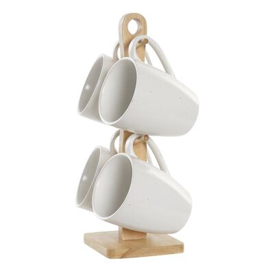 SET 4 TAZZE STONEWARE RUBBERWOOD 19X13X31 300ML, BIANCO PC194995