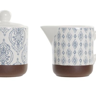 SUGAR BOWL SET 2 STONEWARE 12,5X6,5X8 BLUE TILES PC195000