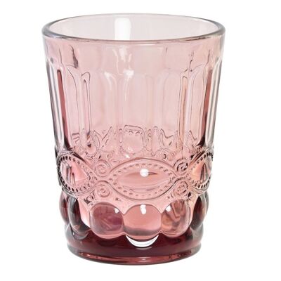 GLASS GLASS 8X8X10 240ML, PINK RELIEF PC195005