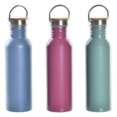 BAMBOO STAINLESS STEEL BOTTLE 7X7X25 800ML 3 ASSORTMENTS. PC197417