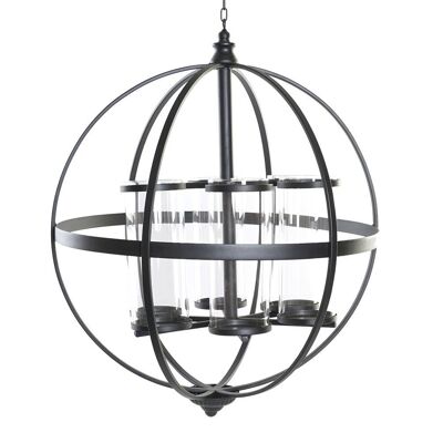 METAL GLASS CANDLE HOLDER 60X60X73 BLACK PV183152