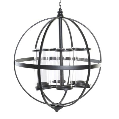 PORTACANDELE METALLO VETRO 60X60X73 NERO PV183152