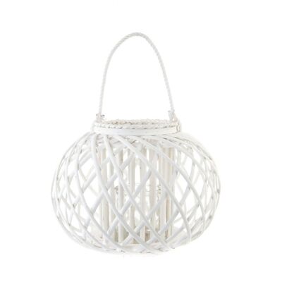 WICKER GLASS CANDLE HOLDER 40X40X33 WHITE PV192586