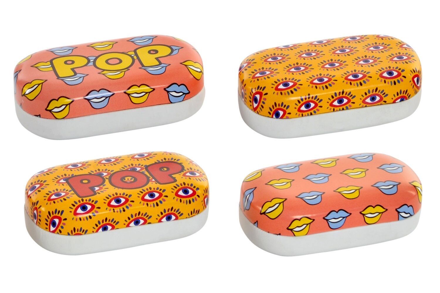 PORTA LENTI PU METALLO 9.7X5.5X3.2 POP 4 ASSORTITI. RC156718