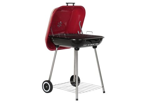 BARBACOA ACERO 60X57X80 CON RUEDAS ROJO RC192635