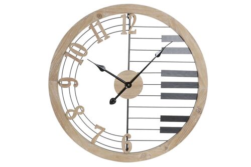 RELOJ PARED HIERRO MDF 60X4X60 PIANO NEGRO RE180011