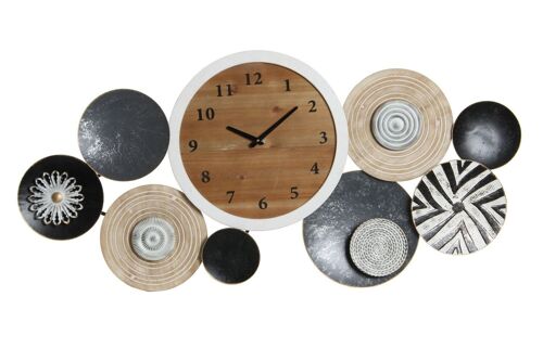 RELOJ PARED METAL MADERA 105,4X6,5X51,5 MULTICOLOR RE181067