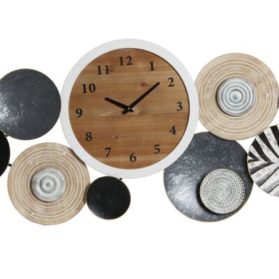 HORLOGE MURALE MÉTAL BOIS 105,4X6,5X51,5 MULTICOLORE RE181067