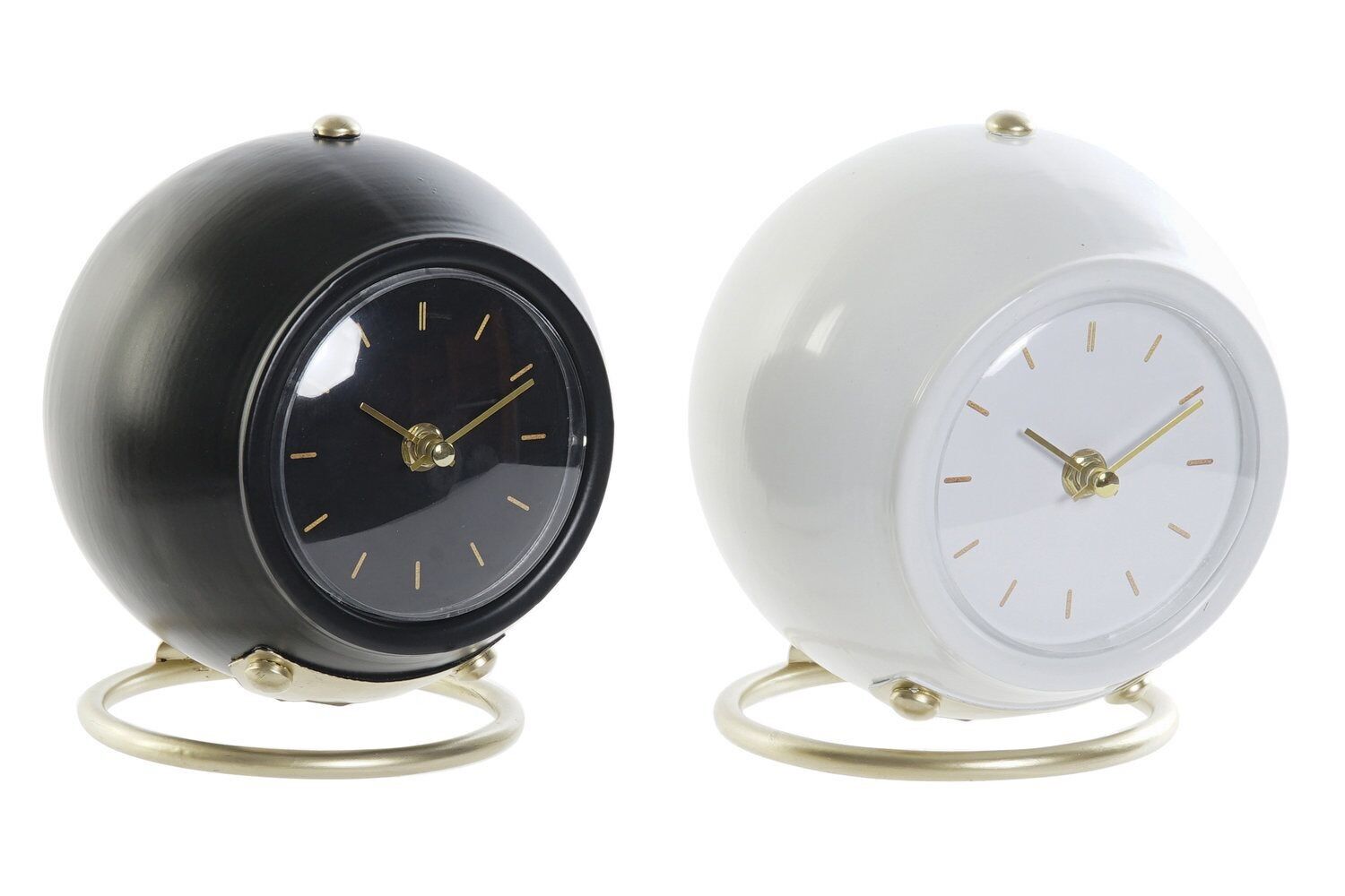 Orologio da tavolo in ferro 16x13x18 placcato oro 2 assortiti. RE184761