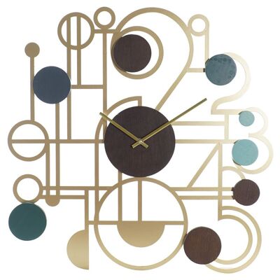 WALL CLOCK IRON MDF 60X4,5X60 GOLDEN RE187306