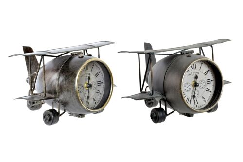 Reloj sobremesa hierro 26x21x15 21 avion 2 surt. RE187314