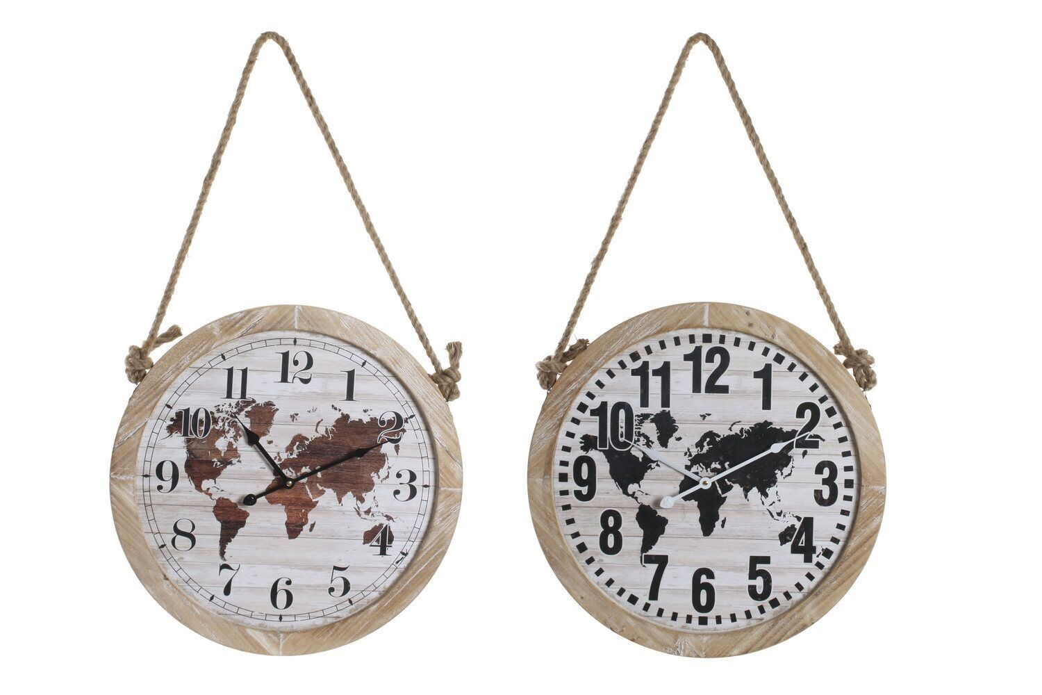 MDF wall clock rope 50x4x50 world map 2 assorted. RE187961