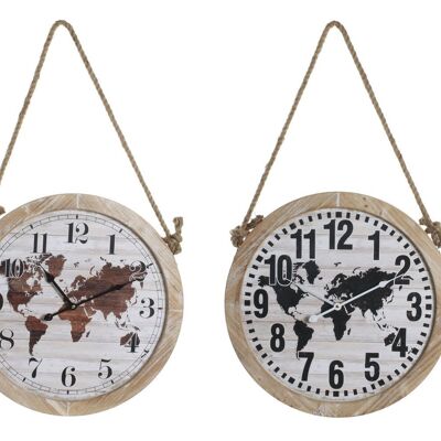 WALL CLOCK MDF ROPE 50X4X50 WORLD MAP 2 ASSORTED. RE187961