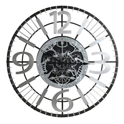 HORLOGE MURALE EN FER 80X7X80 MOUVEMENT ARGENT RE196342