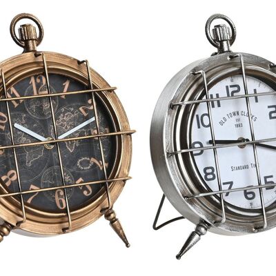 Horloge de table en fer et verre 22x17x29 2 assorties. RE196351