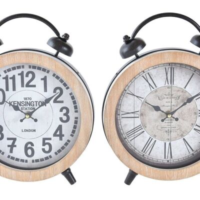 HORLOGE DE TABLE FER MDF 25.8X8X32 2 ASSORTIMENTS. RE196396