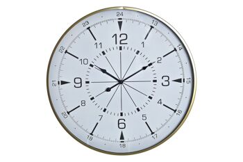 HORLOGE MURALE MÉTAL VERRE 60X3X60 BOUSSOLE DORÉE RE196443 1