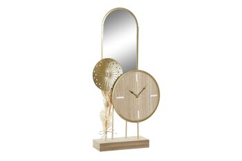 HORLOGE DE TABLE MDF MÉTAL 26X8X53 MIROIR NATUREL RE196549 1