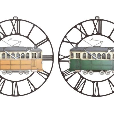 HORLOGE MURALE EN MÉTAL 49.5X3.5X48 TRAM 2 ASSORTIMENT. RE197104