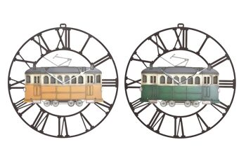 HORLOGE MURALE EN MÉTAL 49.5X3.5X48 TRAM 2 ASSORTIMENT. RE197104 1