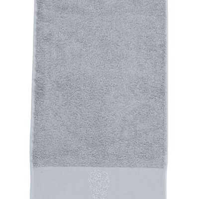 BLACK LINE STONE SKULL guest towel 30x50cm Silver
