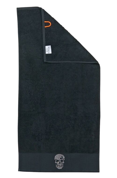 BLACK LINE STONE SKULL Handtuch 50x100cm Black