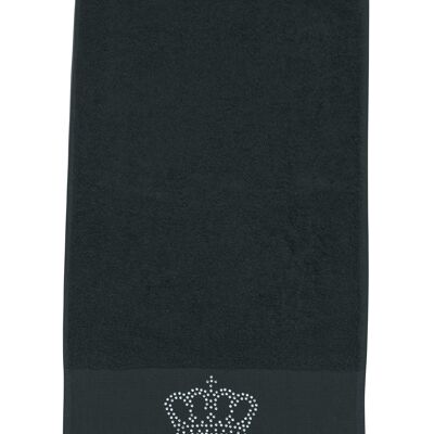BLACK LINE STONE CROWN guest towel 30x50cm Black