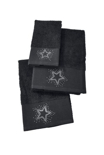 Serviette de douche BLACK LINE STONE STAR 30x50cm Noir 2