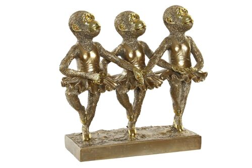 FIGURA RESINA 32,5X12,5X29 MONOS BALLET DORADO RF181306