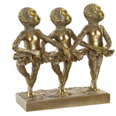 FIGURA IN RESINA 32,5X12,5X29 SCIMMIE BALLERINO D'ORO RF181306