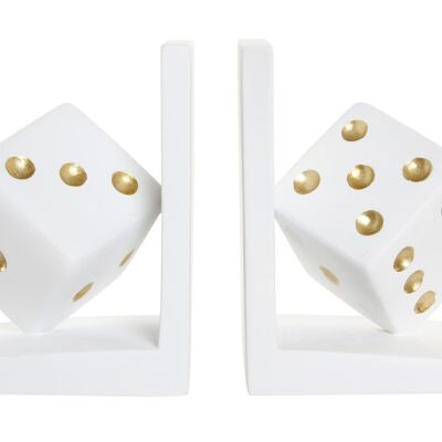 BOOKENDS SET 2 RESIN 12X10X15 WHITE DICE RF181367
