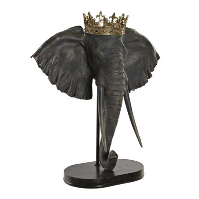 FIGURA RESINA 49X26,5X57 ELEFANTE CORONA GRIS RF181558