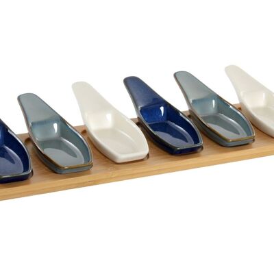 APPETIZER SET 7 BAMBOO PORCELAIN 36X9,7X1,3 BLUE SM183212