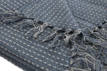 PLAID COTON 130X170X0,5 FRANGES GRIS TX172989 2