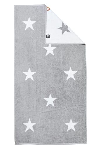 Serviette de douche DAILY SHAPES STARS 70x140cm Argent / Blanc Brillant