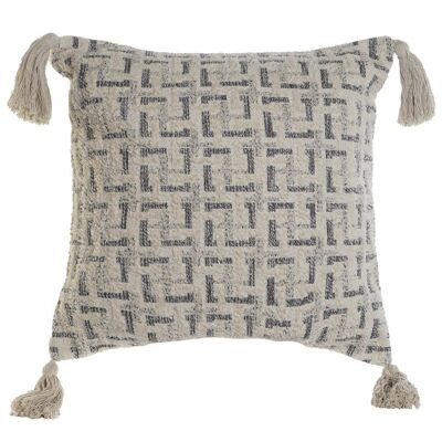 HOUSSE DE COUSSIN COTON 60X3X60 FRANGES BEIGE TX194835