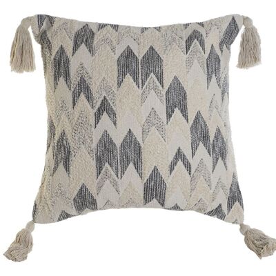 HOUSSE DE COUSSIN COTON 60X3X60 FRANGES BEIGE TX194838