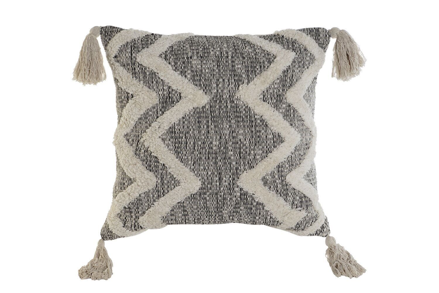 FODERA CUSCINO COTONE 60X3X60 FRANGE GRIGIO TX194841