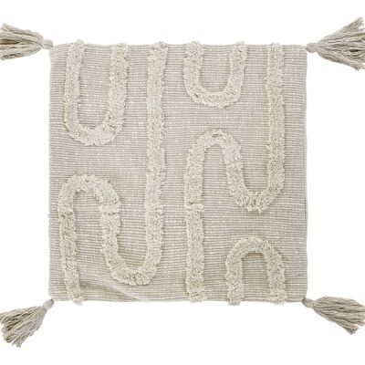 HOUSSE DE COUSSIN COTON 60X3X60 FRANGES BEIGE TX194844