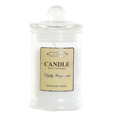 GLASS CANDLE 6X6X11 98 GR, WHITE JAR VE190627