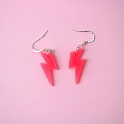 Lightning bolt earrings - Fluo pink colour