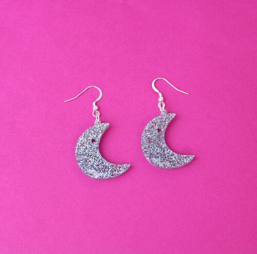 Mini moon “magic” earrings - acrylic & sterling silver