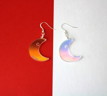 Boucles d'oreilles mini lune "magique" - acrylique & argent sterling 2