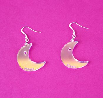 Boucles d'oreilles mini lune "magique" - acrylique & argent sterling 3