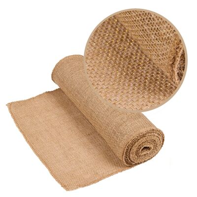 Hessian Table Runner Gold Lurex Thread 30cm X 5m